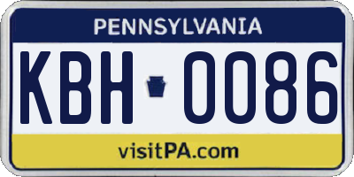 PA license plate KBH0086