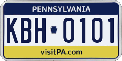 PA license plate KBH0101