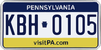 PA license plate KBH0105