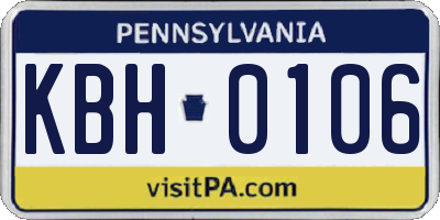 PA license plate KBH0106