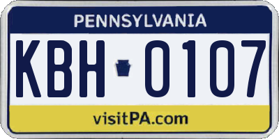 PA license plate KBH0107