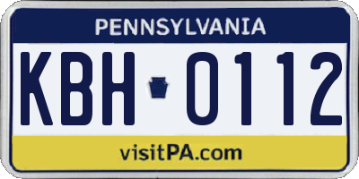 PA license plate KBH0112