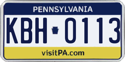 PA license plate KBH0113