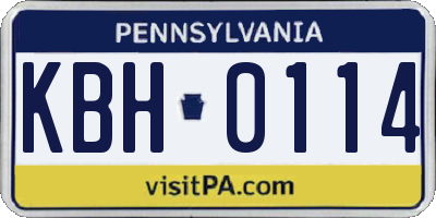 PA license plate KBH0114