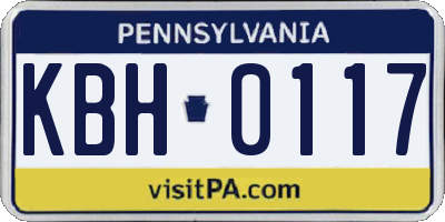 PA license plate KBH0117