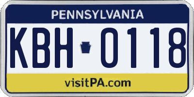 PA license plate KBH0118