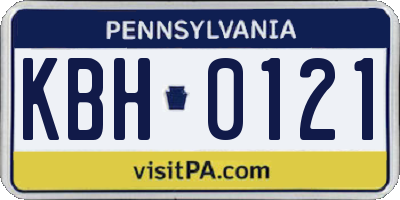 PA license plate KBH0121