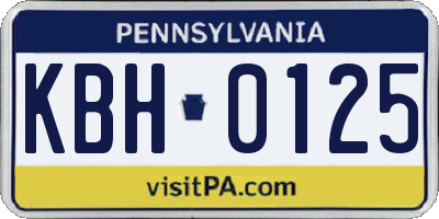 PA license plate KBH0125