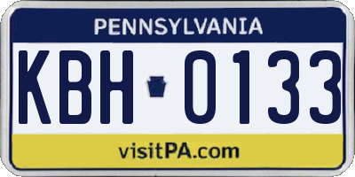 PA license plate KBH0133