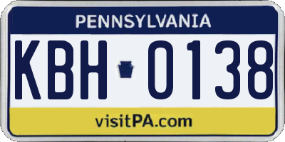 PA license plate KBH0138