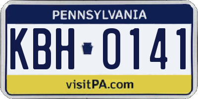 PA license plate KBH0141