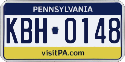 PA license plate KBH0148