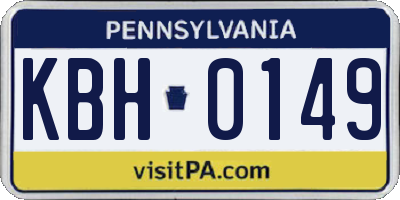 PA license plate KBH0149