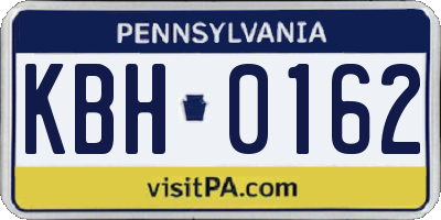 PA license plate KBH0162
