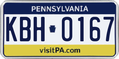 PA license plate KBH0167