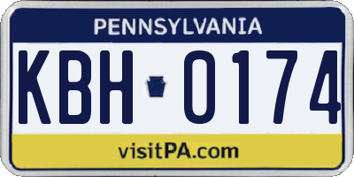 PA license plate KBH0174