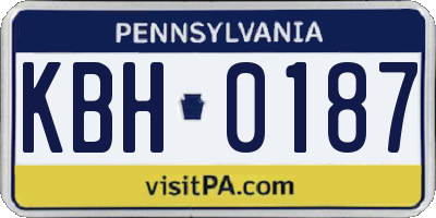 PA license plate KBH0187