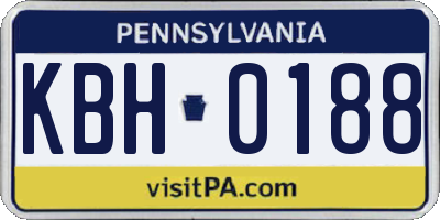 PA license plate KBH0188