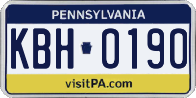 PA license plate KBH0190