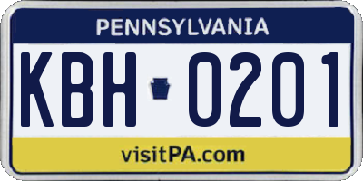PA license plate KBH0201