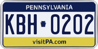PA license plate KBH0202