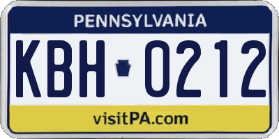 PA license plate KBH0212