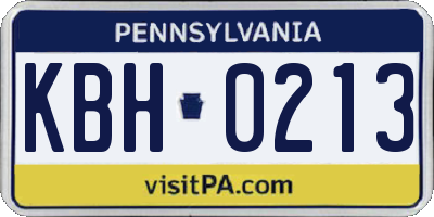 PA license plate KBH0213