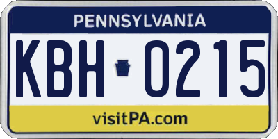 PA license plate KBH0215