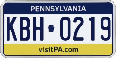 PA license plate KBH0219