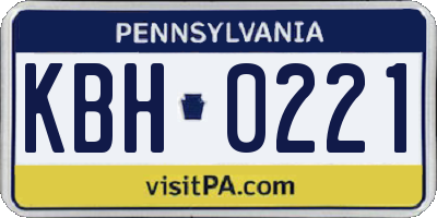 PA license plate KBH0221