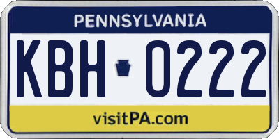 PA license plate KBH0222