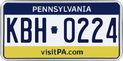 PA license plate KBH0224