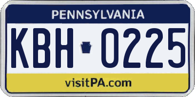 PA license plate KBH0225