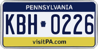 PA license plate KBH0226