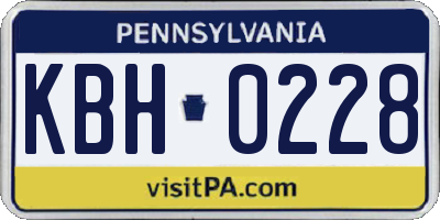PA license plate KBH0228