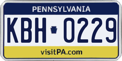 PA license plate KBH0229