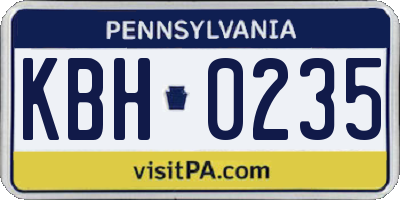 PA license plate KBH0235