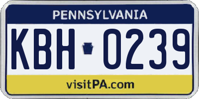 PA license plate KBH0239