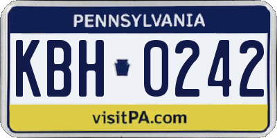 PA license plate KBH0242