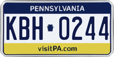 PA license plate KBH0244