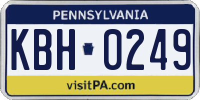 PA license plate KBH0249