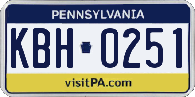 PA license plate KBH0251