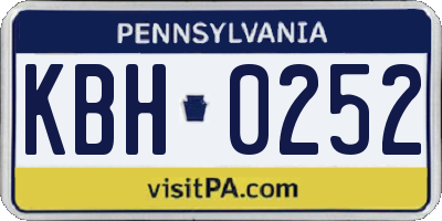 PA license plate KBH0252