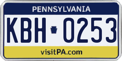PA license plate KBH0253