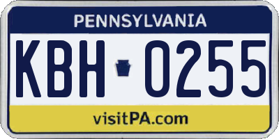 PA license plate KBH0255