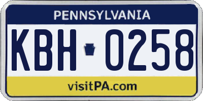PA license plate KBH0258