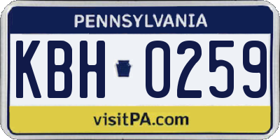 PA license plate KBH0259
