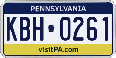 PA license plate KBH0261