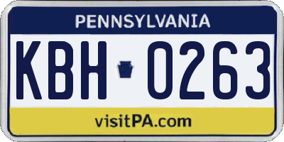 PA license plate KBH0263