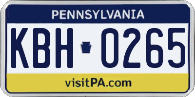 PA license plate KBH0265